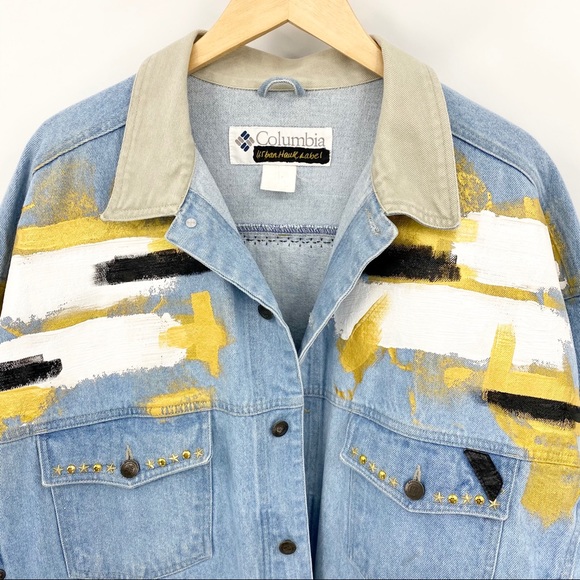 URBAN HAUTE LABEL 'ROCKSTA' Vintage Studded Rolling Stones Denim Trucker Jacket - Picture 7 of 16